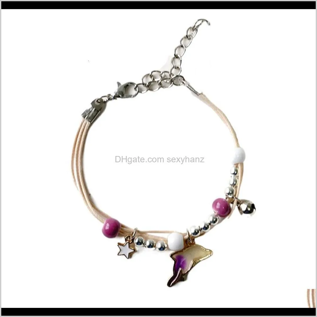 japan and south korea ocean series little  best friend lovers women`s rubber drop pendant bracelet fashion jewelry