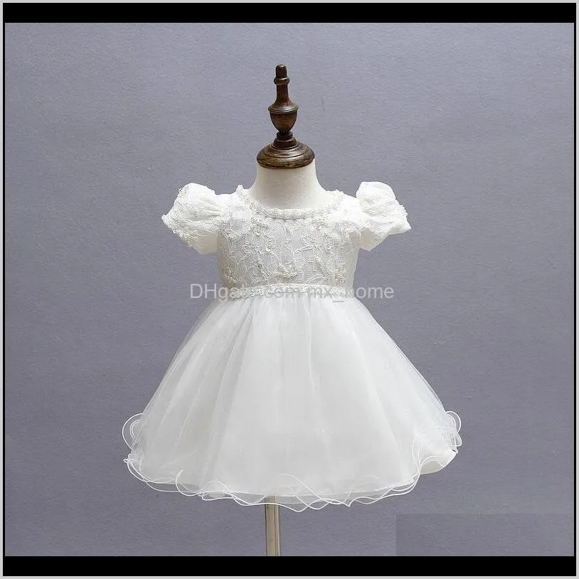 newborn girl christening gown princess dress set 0-18m hollow solid back zipper lace transparent cardigan white beaded hat