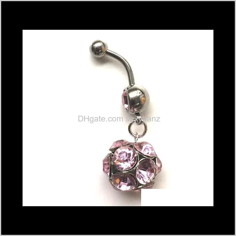 d0153 ( 3 colors ) belly button navel rings body piercing jewelry dangle fashion charm lovely cz stone steel 10pcs/lot