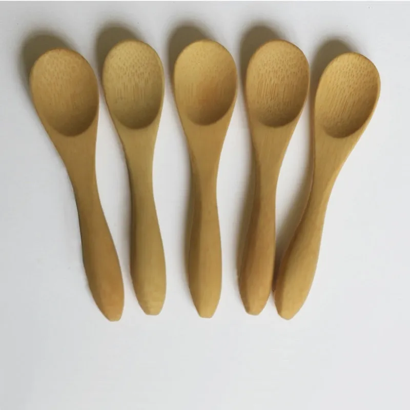 1600pcs 9cm glass yoghurt bambu efterrätt sked gaffel baby barn använder mini bambu skedar bambu gafflar