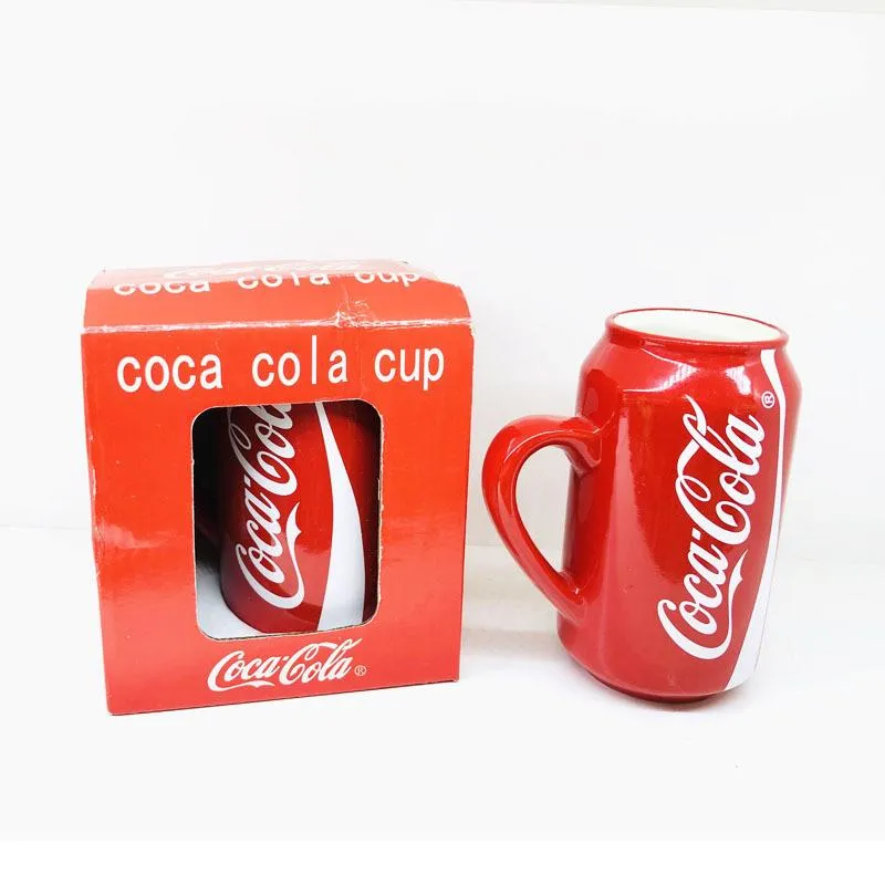 Tazas Tazas de café creativas Taza de cerveza roja de cerámica Forma de coque Taza de cola LLEGADA Café para viajes Amigos Gits