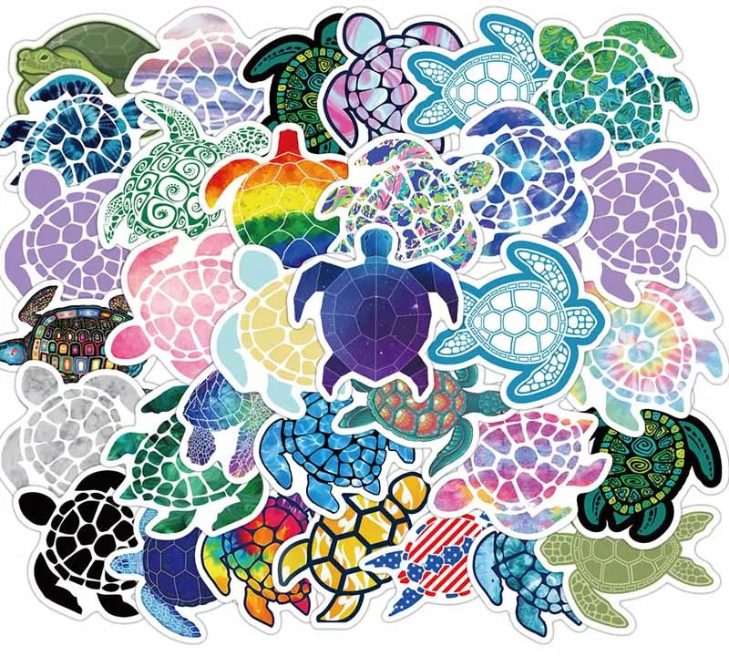 41PCS-Pack Ocean Beach Sea Turtle Vinyl Klistermärke Vattentät klistermärken för vattenflaska Laptop Planner Scrapbook Telefon Mac Garderob Wall Case Organizer Dekal