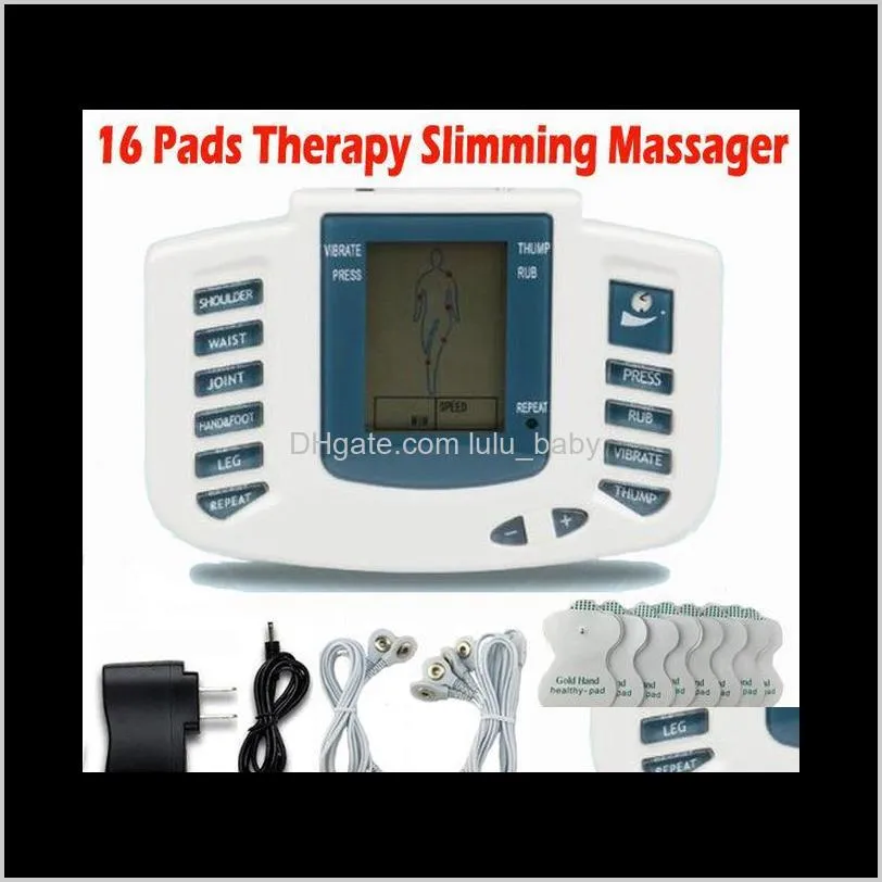 english version electric muscle stimulator body slimming massager pulse tens acupuncture machine  16pads eu/us plug