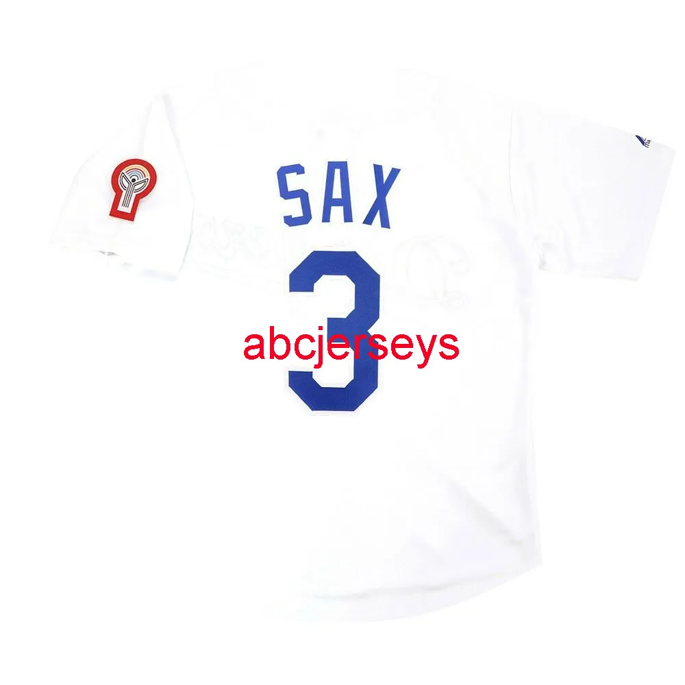 Stitched Custom Steve Sax 1981 Home White Jersey Lägg till namnnummer Baseballtröja