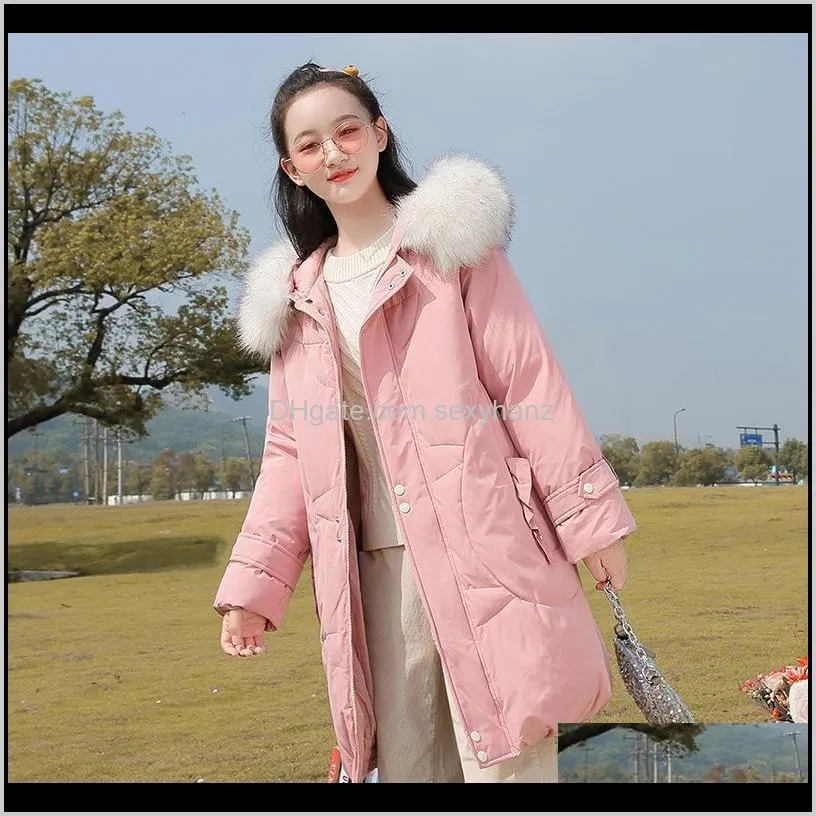 junior high school students` down jacket 2021 fashion new winter clothing college wind senior high school students` girls` long