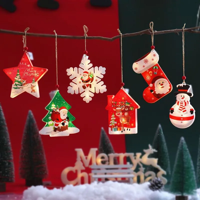サンタクロースクリスマスツリーLED文字列ライトガーランドスノーフレーククリスマスデコレーションホーム妖精光新年クリスマス装飾ソックス、木、星のパターン