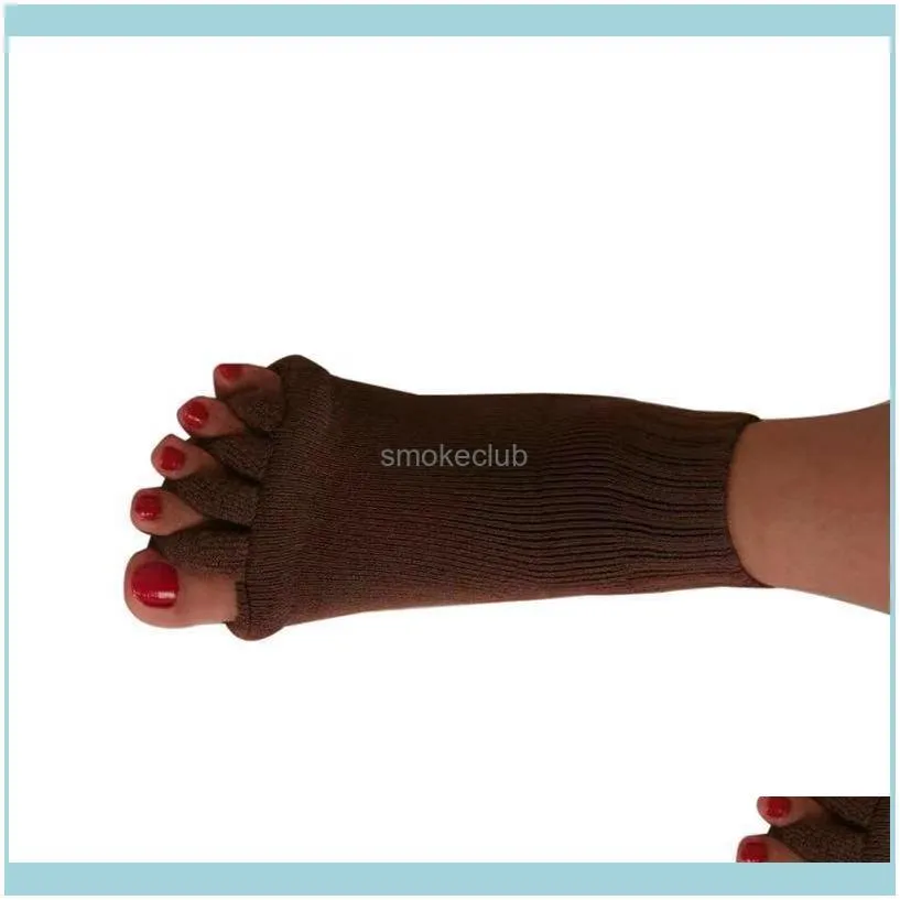 Sports Socks 2 Pairs Knit Five Finger Toe Women Correction Bunions Breathable Non Slip Sweat Absorption Adults Open Toes Yoga