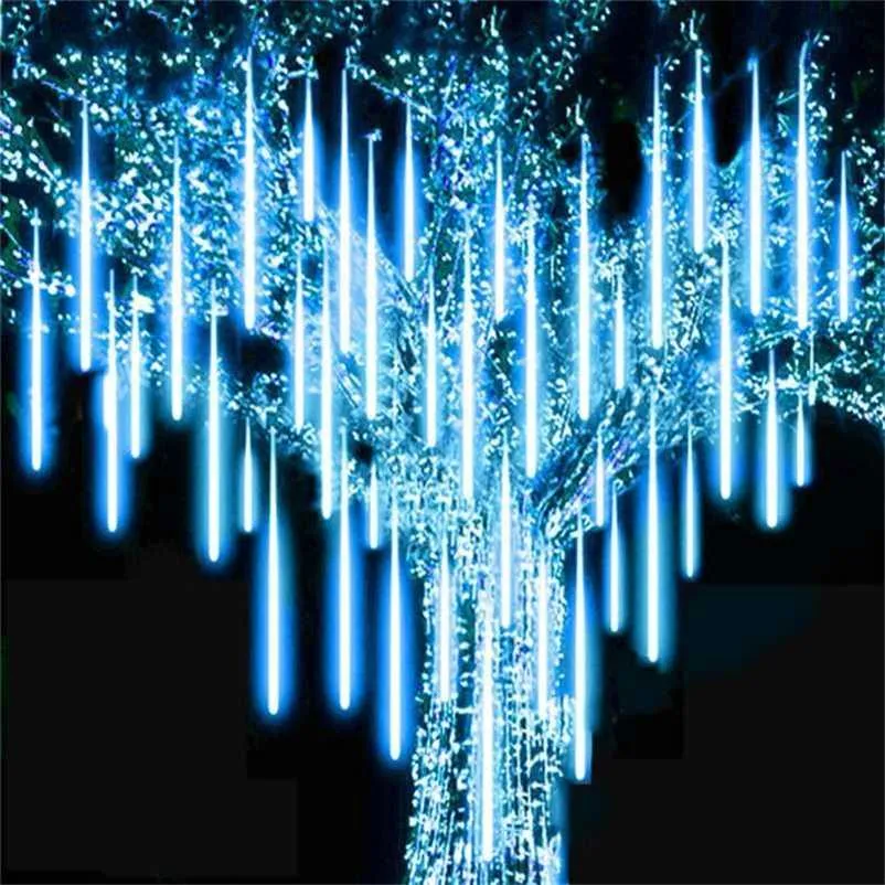 30 / 50cm 8 Tube Meteor Dusch Rain Led String Lights Julgransdekorationer för utomhusgata LED Garland År Navidad 211122