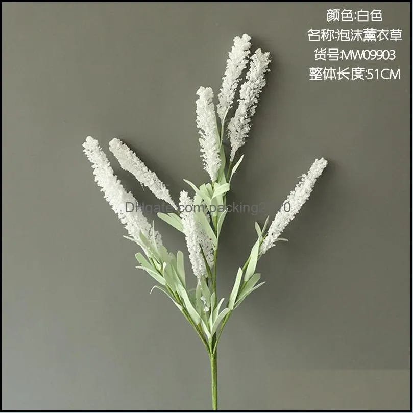 Decorative Flowers & Wreaths 12 Provence PE Foam Lavender Flower Wedding Accessories Decoration Simulation Wholesale MW09903