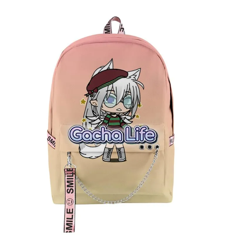 Mochila Gacha Life para meninos e meninas, Cartoon Anime Schoolbag