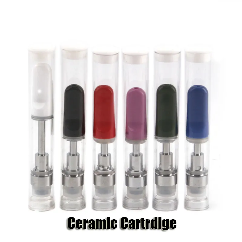 Ceramic Coil Cartridge Atomizer 0.5ml 0.8ml 1.0ml Glass Tank Thick Oil Carts For 510 Thread Preheat Battery Vape Pen