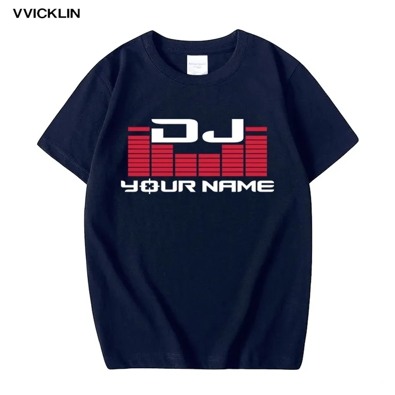 DJ اسمك الرجال مخصص الطباعة تي شيرت camiseta hombre الهيب هوب القطن عارضة قصيرة الأكمام مخصص طباعة تي شيرت زائد الحجم 210409