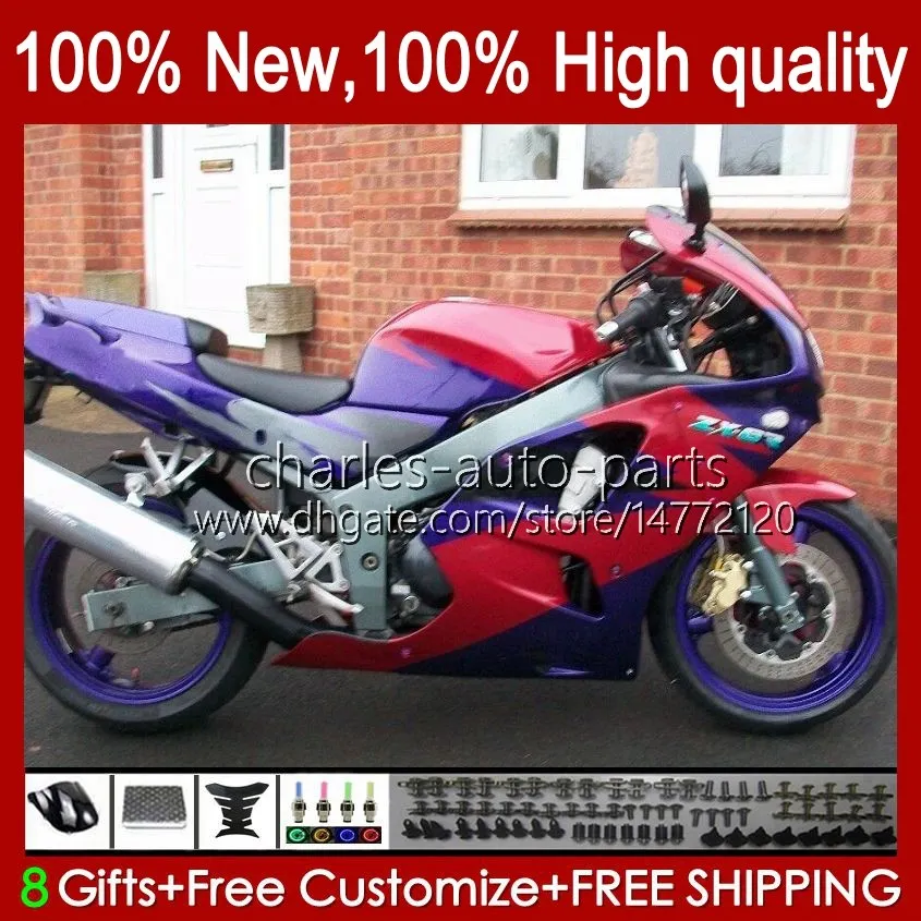 طقم الجسم Kawasaki Ninja ZX-636 ZX 6R 636 600CC 600 CC Blue Red Glossy 1994 1995 1996 1997 1997 Bodyworks 50hc.86 ZX600 ZX 6 R ZX636 ZX-6R 94-97 ZX600C ZX6R 94 95 96 97 Fairing