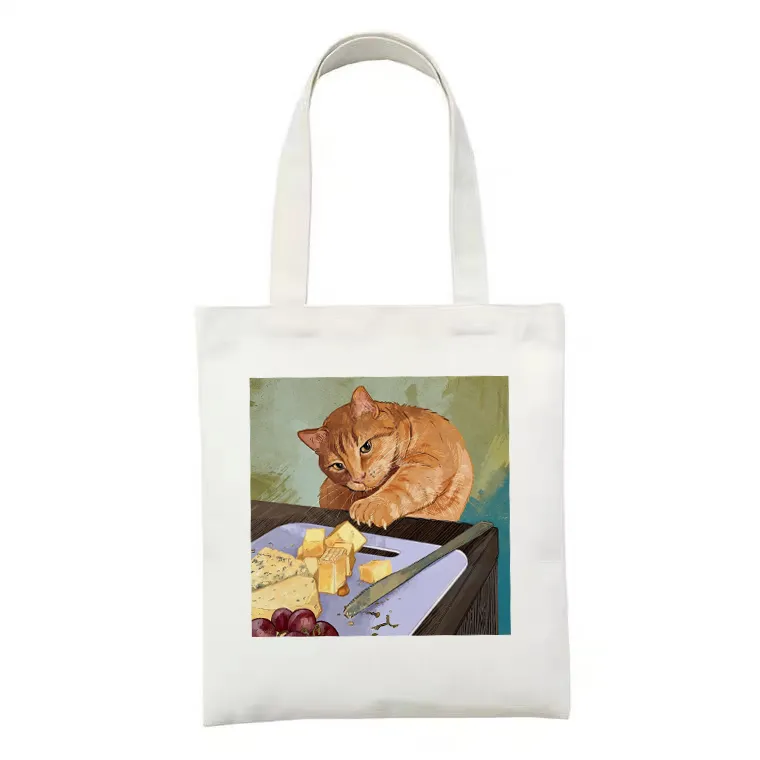 Retro litterära damer kanfas tote bag kvinnor casual shoppingkassar återanvändbar hand ulzzang hajuku shopper högsta kvalitet