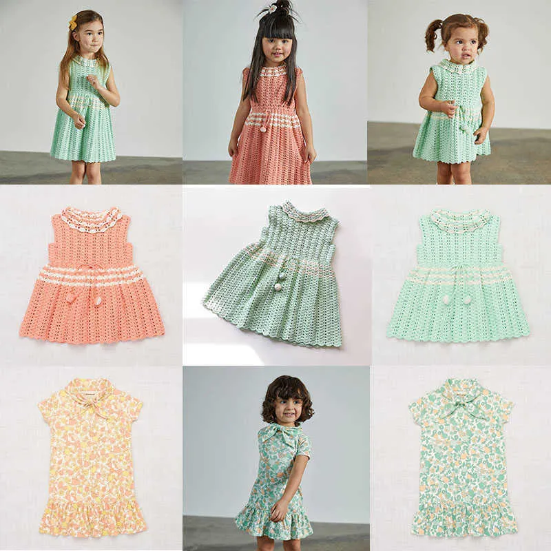 Enkelibb Misha Puff Criança Verão Vestidos de Marca Design Kids Floral Tutu Vestido Bebê Bonito Tricô Vestido 2020 Novo Misha e Puff q0716