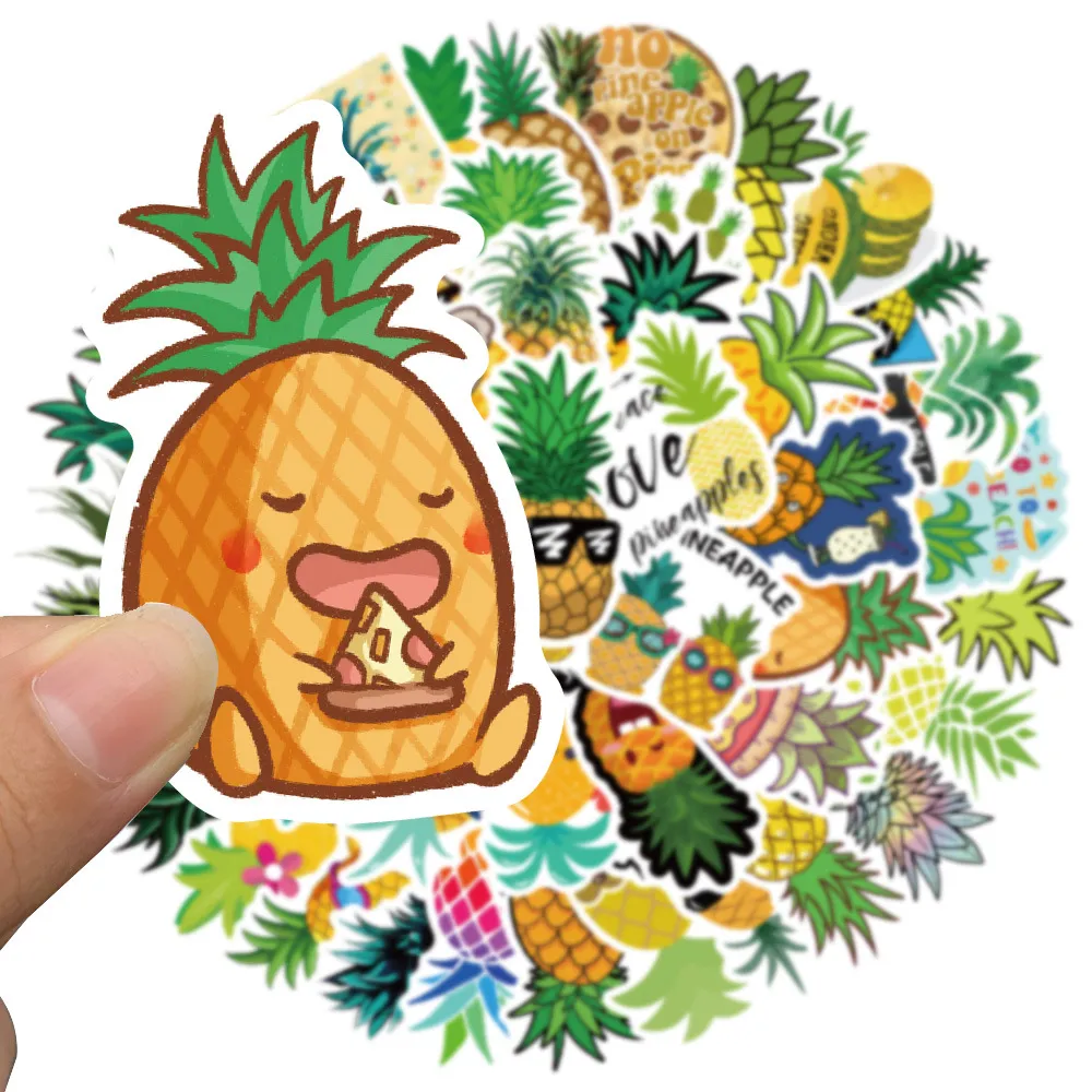 50 PCS Mixed No Repeating Graffiti skateboard Stickers Cartoon Fruits pineapple For Car Laptop Fridge Helmet Pad Bicycle Bike Motorcycle PS4 book Guitar Pvc Decal