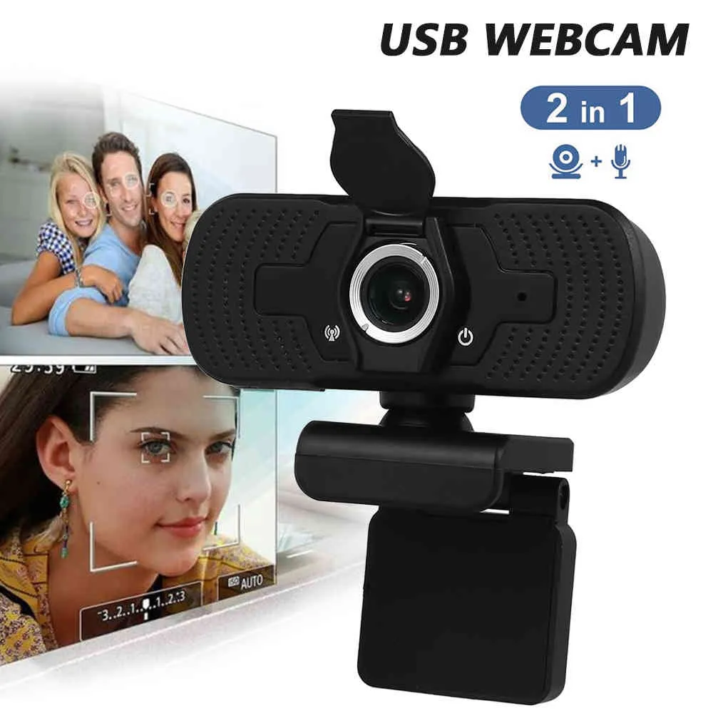 USB HD 1080P 컴퓨터 카메라가있는 먼지 커버 웹캠 웹 캐스트 비디오 컨퍼런스 웹캠 풀 HD 1080P 카마라 웹 파라 PC