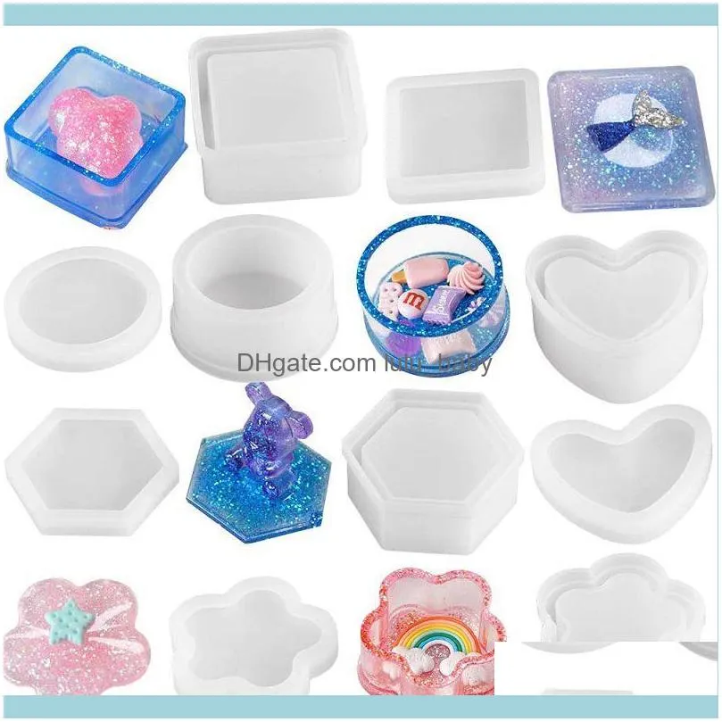 Epoxy Resin Box Silicone Storage Hexagon Shape Mould Jewelry Making DIY Tool Pouches, Bags