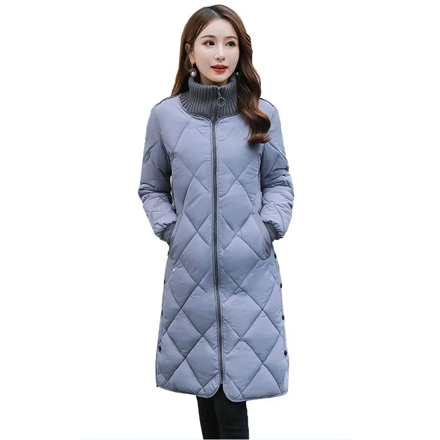 Neue Winterjacke Frauen Parkas Mujer Lange Wintermantel Frauen Jacke Weibliche Damen Hoodies Stehkragen Tonne Gepolsterte Chaqueta Mujer 210416