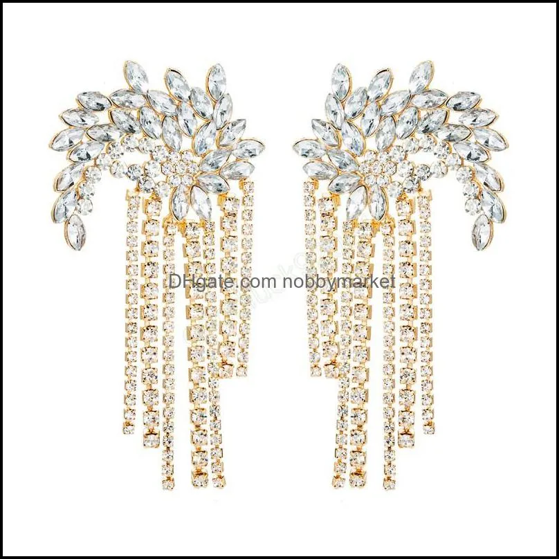 Dangle & Chandelier Earrings Jewelry Luxury Hanging Crystal Tassel High Quality Rhinestone Beaded Long Chain Drop Bridal Wedding Delivery 20