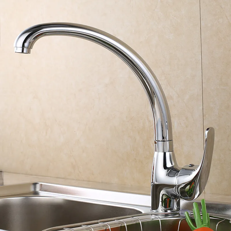 Kitchen Faucet Swivel Solid Zinc Alloy Mixer Cold and Hot Tap Single Hole Water Tap