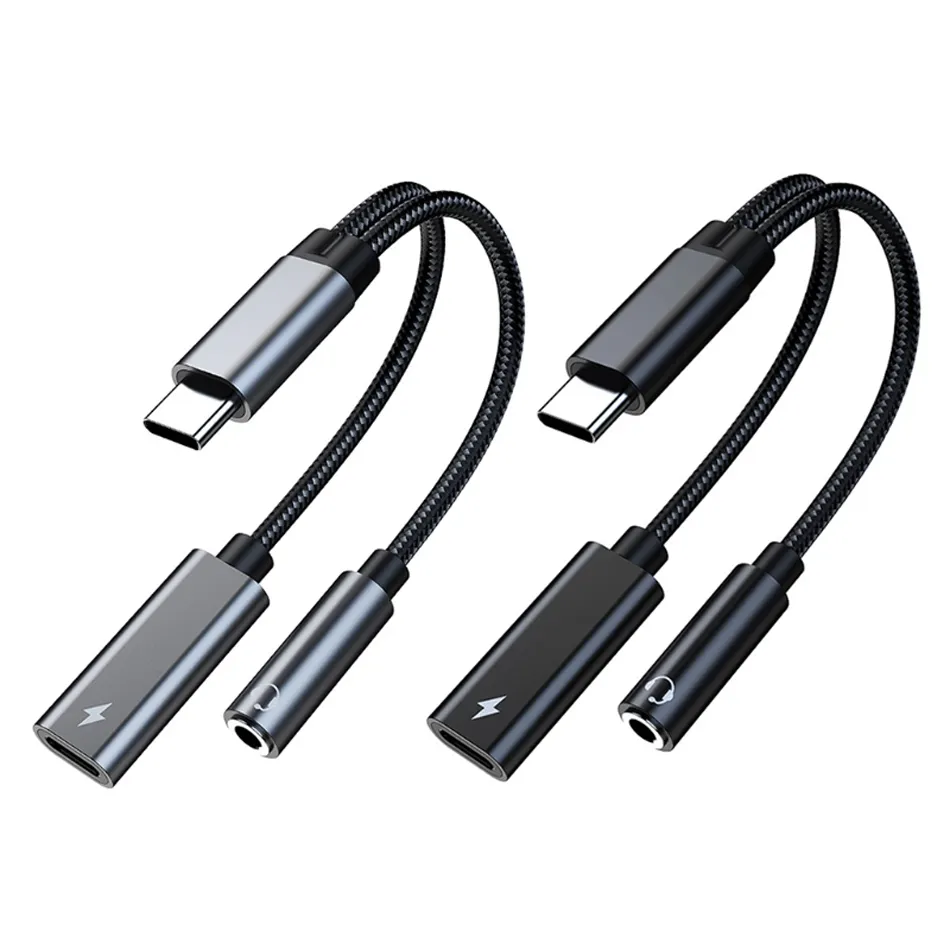 Type-C USB C tot 3.5mm AUX-kabels 60W PD FAST-OPLOEKSADAPPER VOOR HUAWEI P40 PIXEL 5 4 ONEPLUS SAMSUNG S20 Ultra