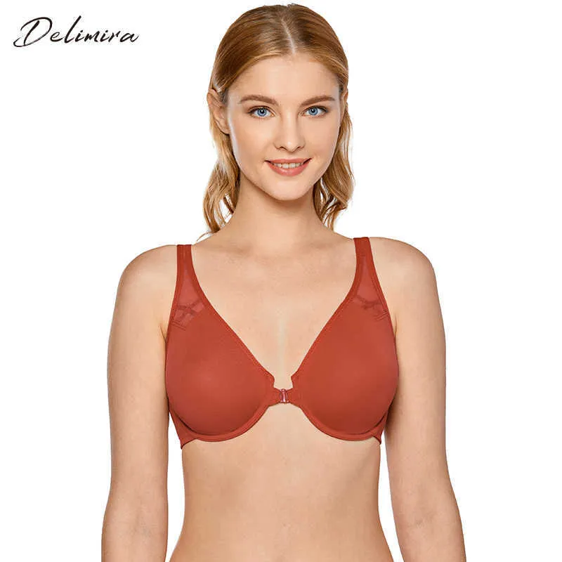 DELIMIRA Women's Front Closure Racerback Underwire Full Coverage