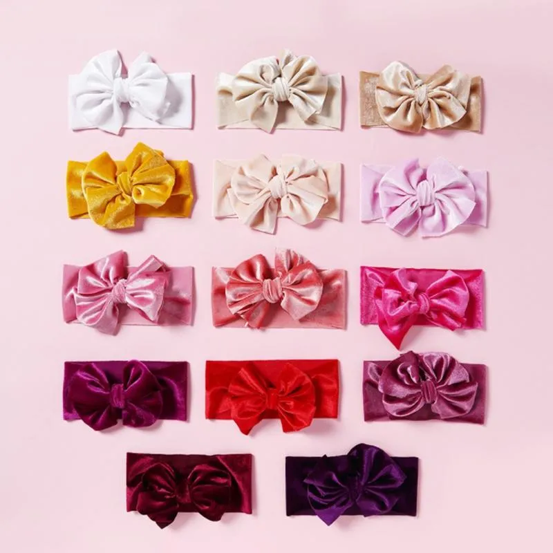 Hair Clips & Barrettes 12-color Children's Headband Nylon Mesh Solid Color Bow Baby Lace