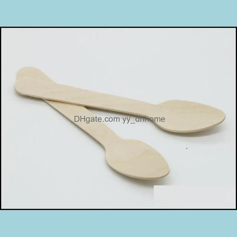 Disposable Wooden Spoon Mini Ice Cream Spoon Wood Dessert Scoop Wedding Party Tableware Kitchen Accessories Tool