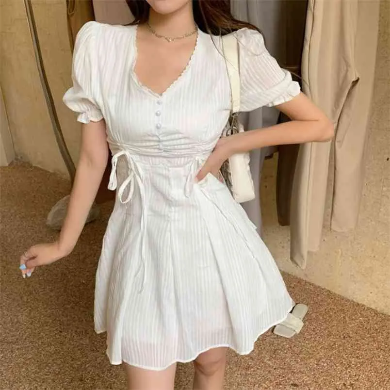 Asian In Mini Dress Korean Summer Dresses, Elegant V Neck A Line