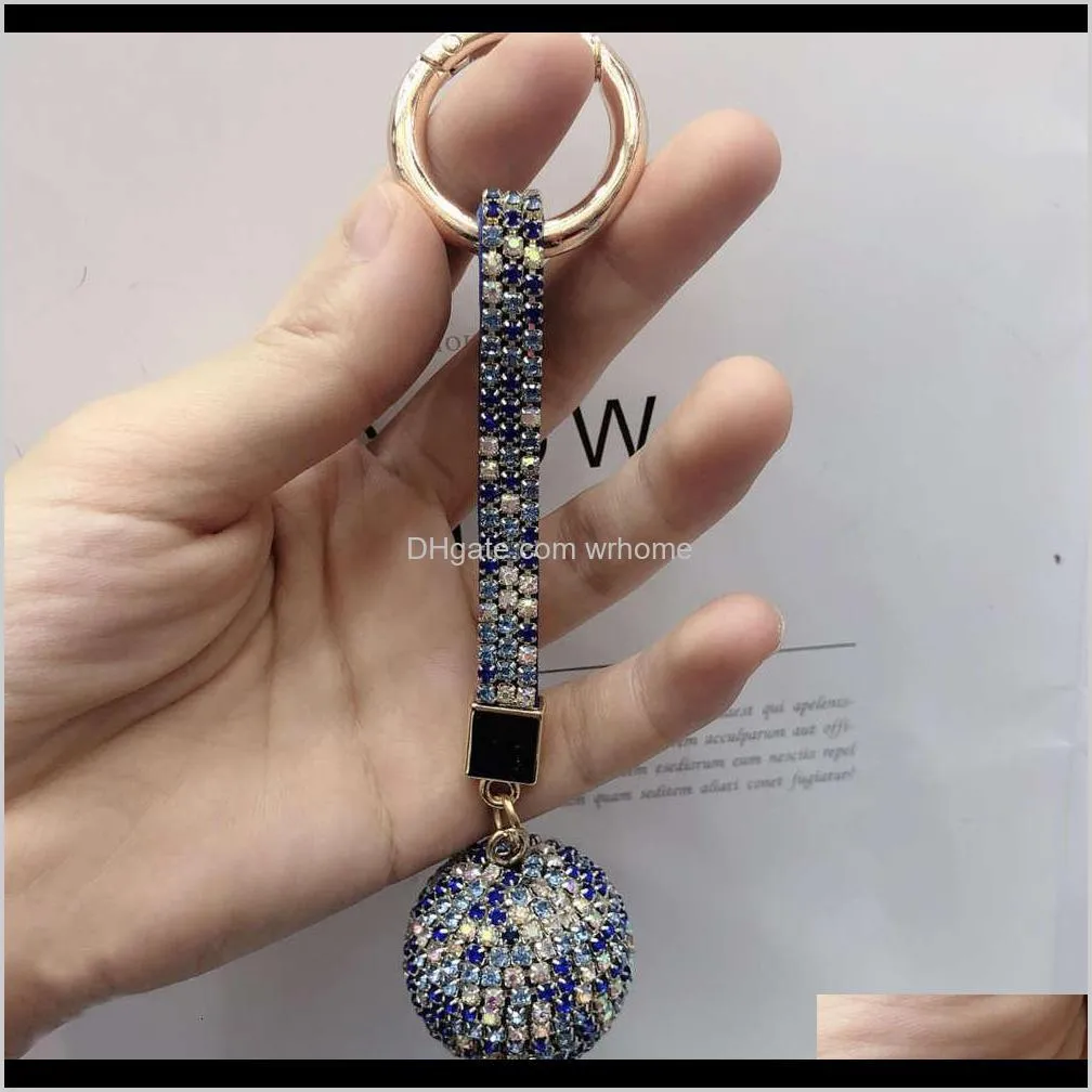 Blingbling Diamond Keychain Shiny Crystal Ball Key Ring Full Drill Car Key Buckle Key Chain Ring Strap Charm Pendant Decoration