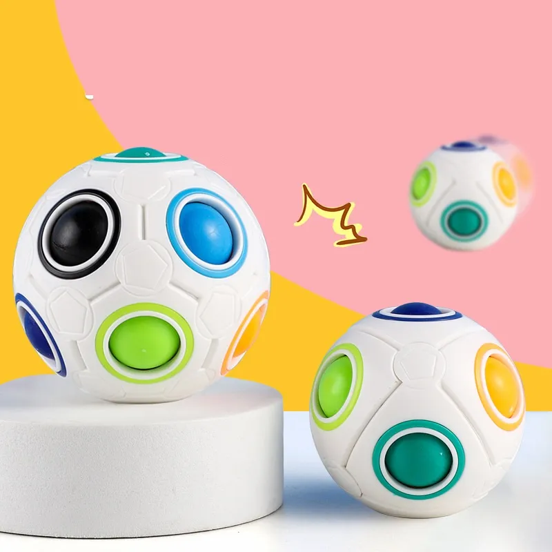 ROXENDA Balle Magique Rainbow Ball, Jeu de Compétences Puzzle Ball - Brain Teaser & Stress Ball pour Enfants et Adultes (Blanc