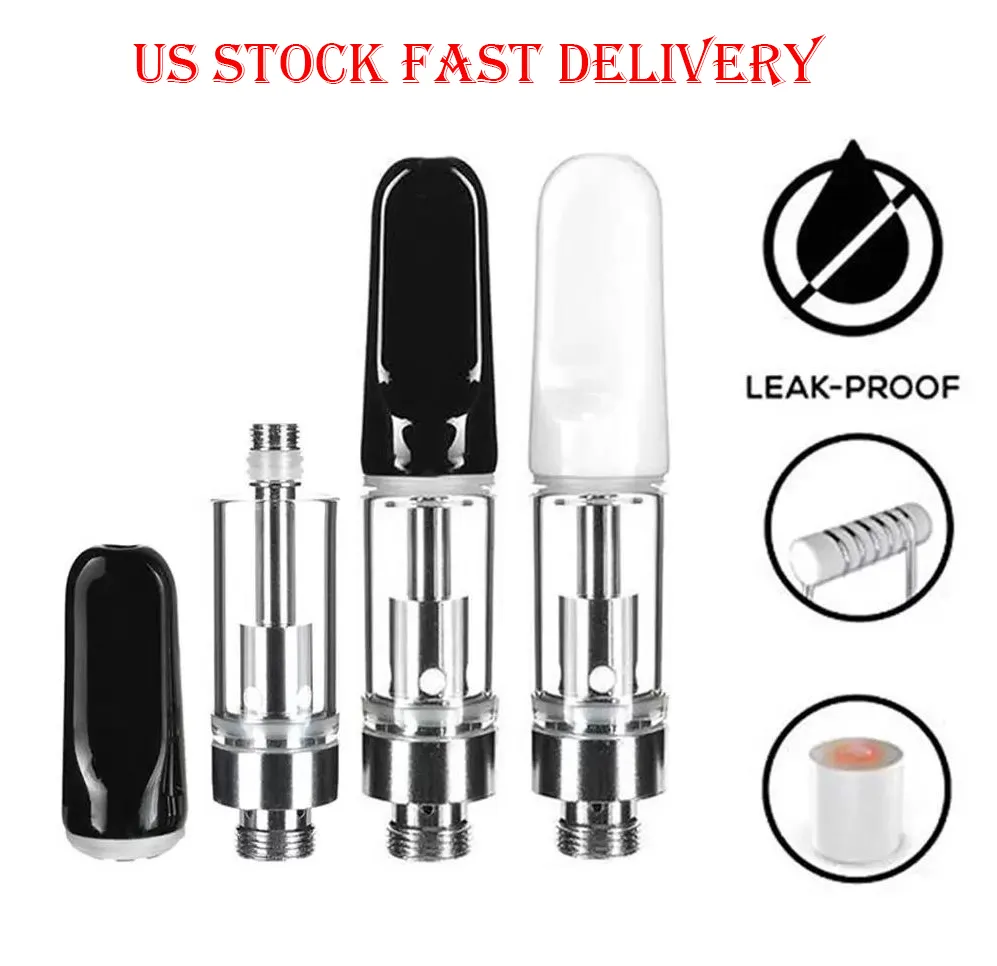 US Stock Ceramic Empty Thick Oil Cartridge 0.8ml/1.0ml Pyrex Glass Th205 Th210 Vape 510 Thread Atomizer For Preheat Battery