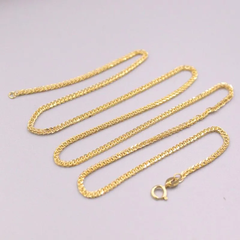 Ketten 1PCS feine reine Au 750 18k Gelbgold Kette 1,4mm Frauen Weizen Link Halskette 1,8-2,6g