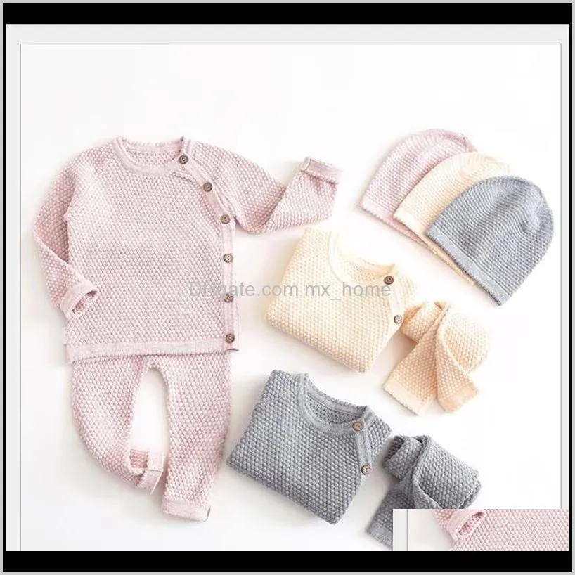 Cardigan chandails vêtements bébé enfants maternité livraison directe 2021 bébé pull ensemble de 2 pièces 201104 H98Pn