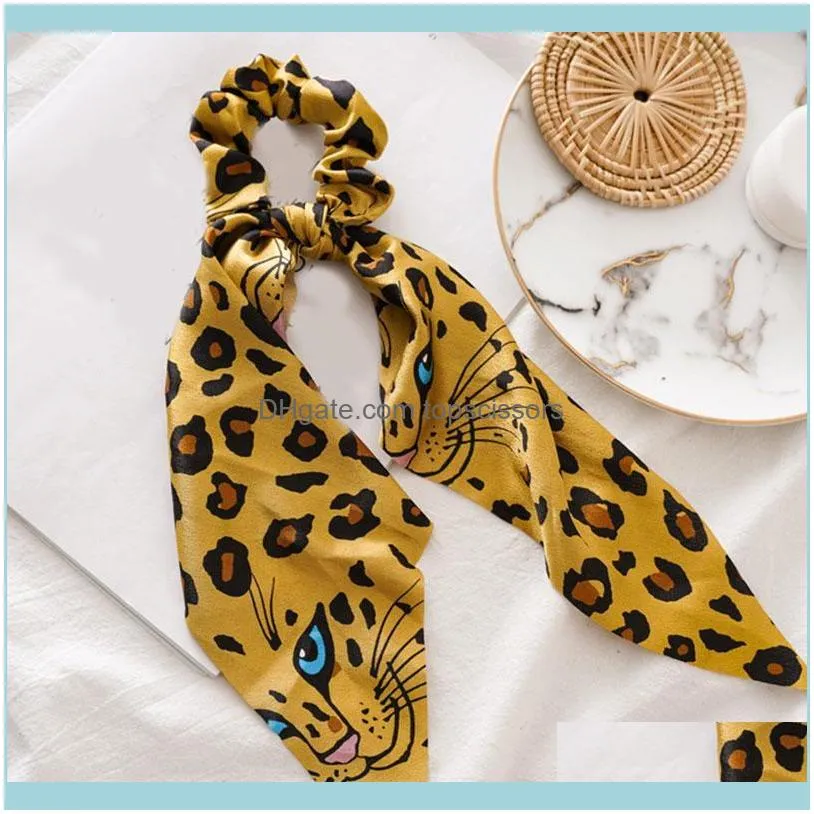 Fashion Girls Hair Scarf Scrunchie Leopard Print Rubber Ties Knotted Elastic Bands Accessoiries For Women Accessories1