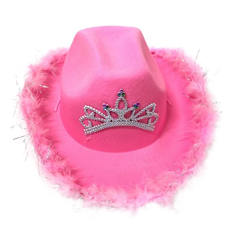 BERETS KVINNA GIRL FESTIVAL Western Style Solid Party With Light Felt Apparel Accessories Crown Inlaid Stage Performance Cowgirl Hat