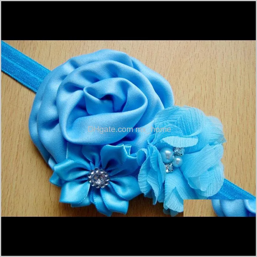 hot sale baby girls kids lovely roses pearls hair bands vintage flowers hair accessories pretty infant headbands