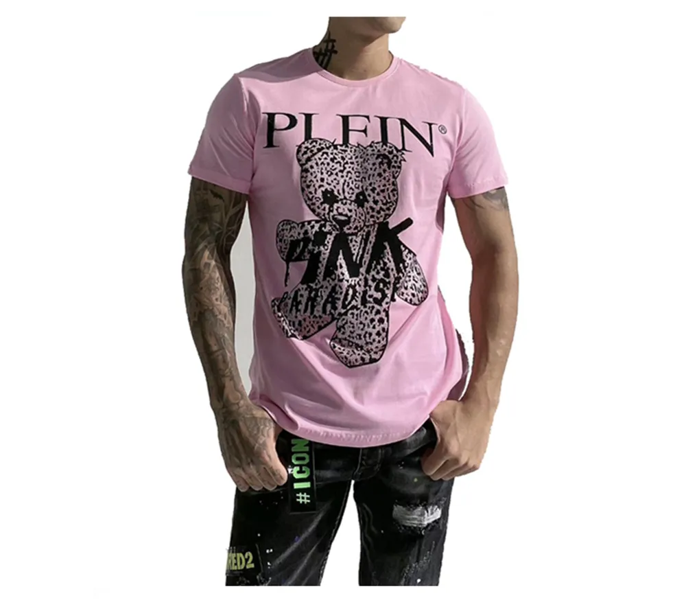 PINK PARADISE PLEIN 티셔츠 브랜드 디자이너 라인 석 해골 남성 T 셔츠 클래식 고품질 힙합 Streetwear Tshirt 캐주얼 탑 티즈 fszw59099