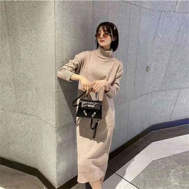 autumn winter pullover loose languid lazy web celebrity sweater turtleneck small fresh sweet long sleeve blouse solid 210427