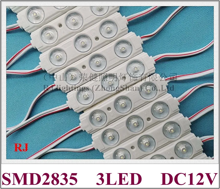 LED 조명 모듈 주입 DC12V 70mm*18mm*7mm SMD 2835 3 LED 1.5W 200lm 확산 렌즈 170도 알루미늄 PCB Super Bright 5 년 보증