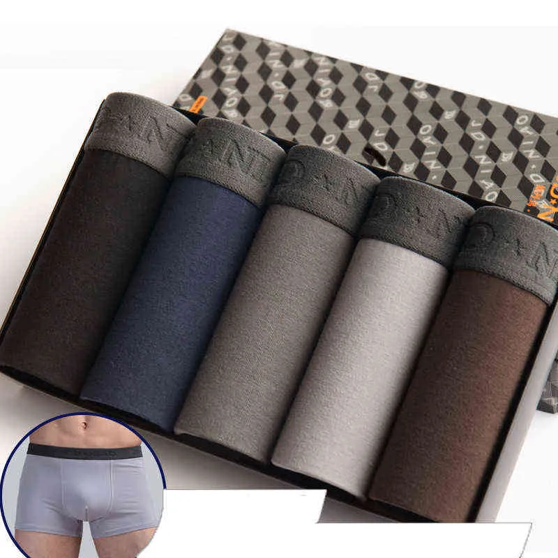 5Pcs/lot Men Underwear Cotton Boxer Men Underpants Comfortable Breathable Men's Panties Underwear Trunk Boxershorts Man Boxer H1214