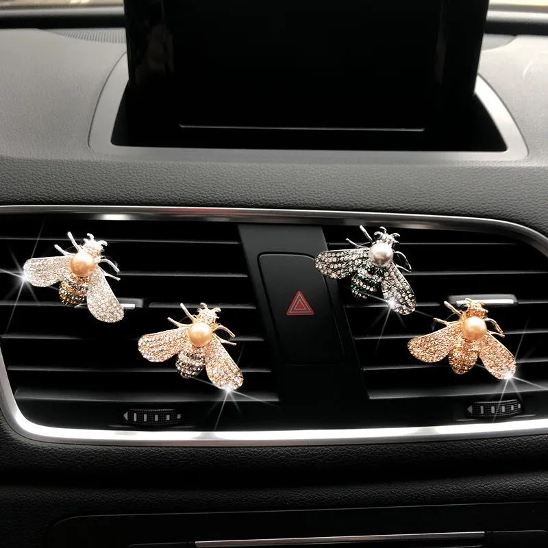 Interieur Decorations Bee Auto Accessoires Lucht Outlet Clip Rhinestone Diamond Perfume Freshener