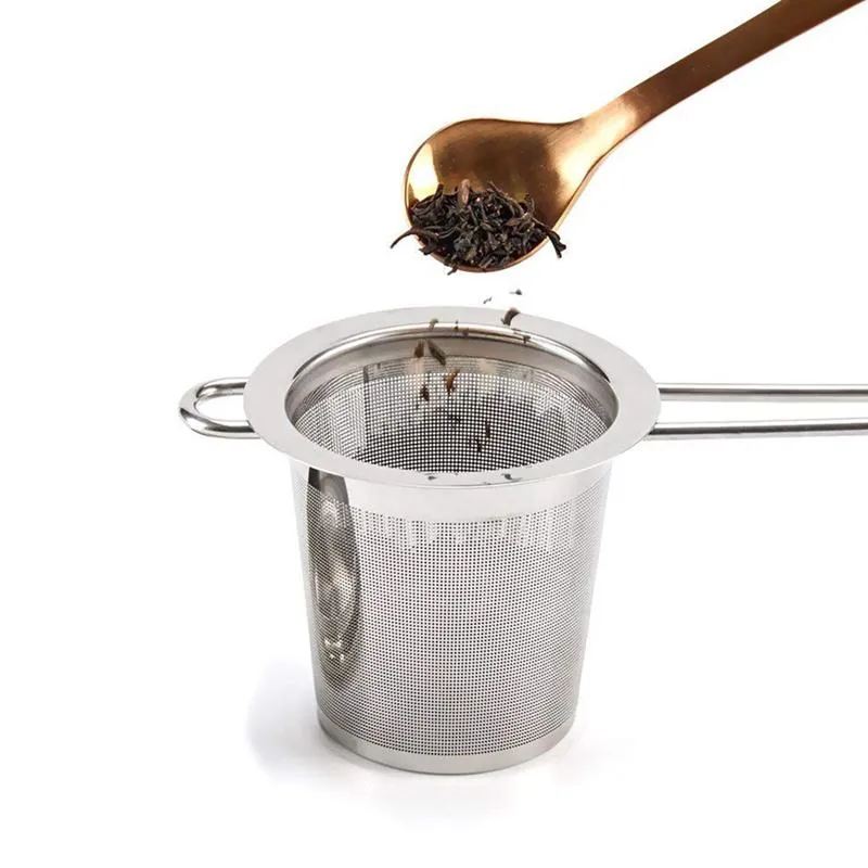 SS304 tea infuser stainless steel loose leaf tea strainer basket folding handle teapot flower herbal filter big