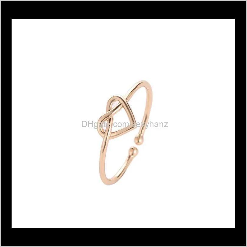 fashion infinity knot hollow love opening rings bowknot peach heart simple knuckle hand finger ring women wedding gifts accessory