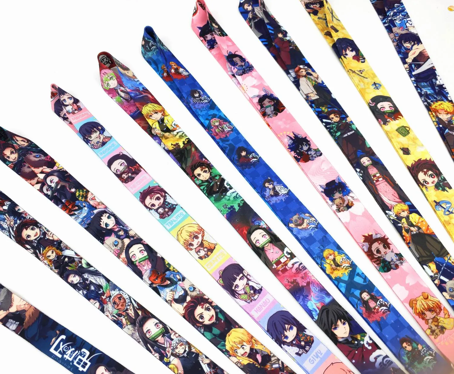 Atacado 20pcs Cartoon Anime Demon Slayer: Kimetsu no Yaiba Straps cordão Chaveiro Cartão de identificação Pendurar corda Sling Alça de pescoço Pingente menino menina Presentes