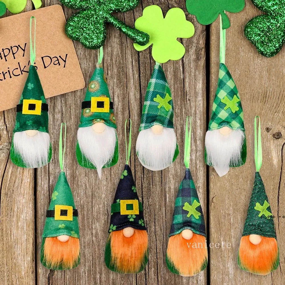 Dostawy Party Dnia Patricka Wiszące Gnome Ozdoby Irlandzkie Handmade Leprechaun Tomet Lucky Clover Dekoracje ZC744