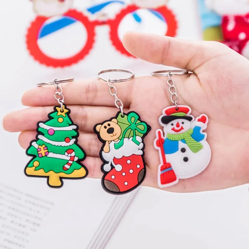 Charm Bracelets 36pcs Assorted Color Christmas Keychains Key Rings Various Design Pendant Ornaments Silicone Holder For Car Bag De