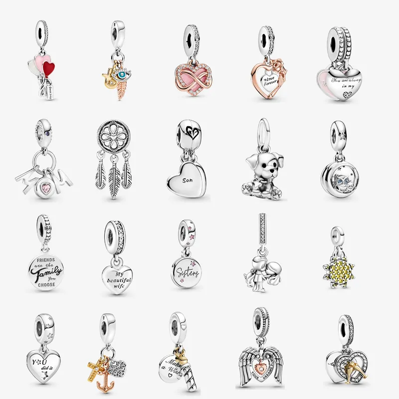 Damer 925 Sterling Silver Charms Passar Pandora Armband Angel Hearts Style Toppkvalitet Lady DIY Pärlor med originallåda