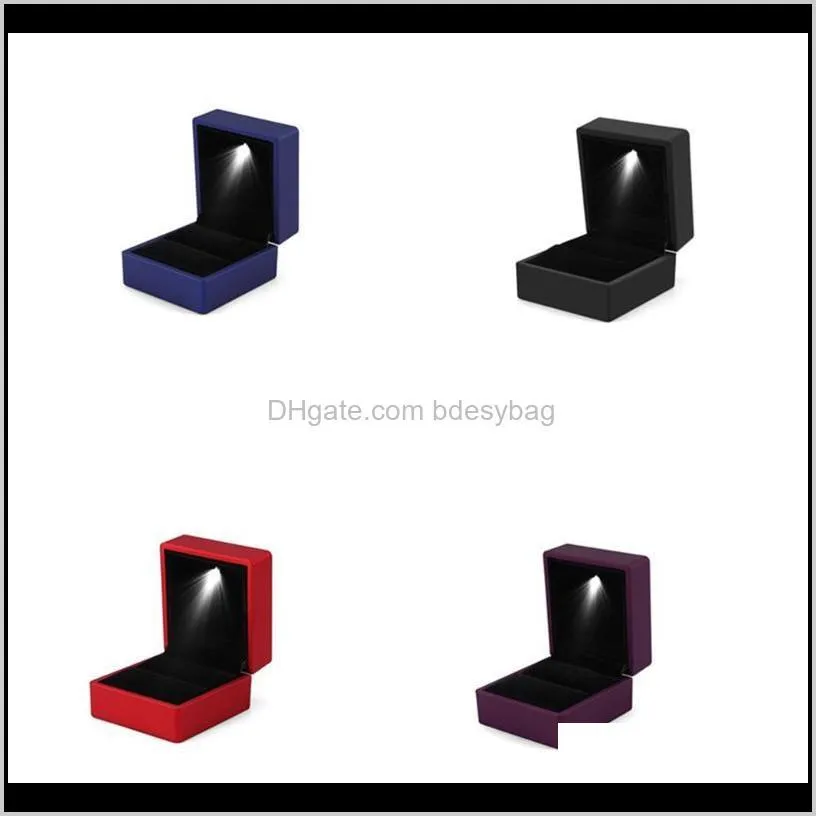 2020 creative ring display box necklace pendant hold box with led lights fashion creative simple solid color cute small portable